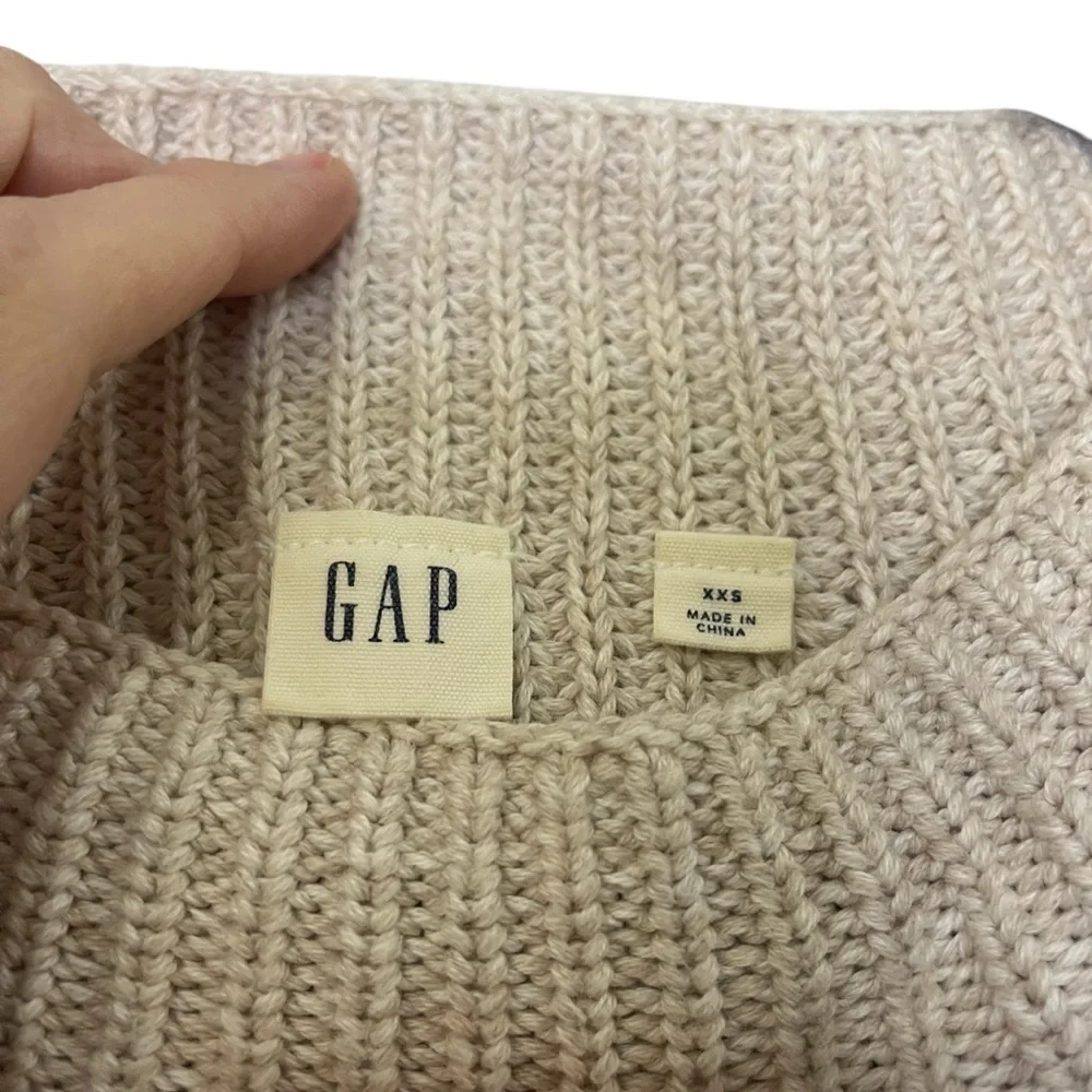GAP Neutral Mock Boatneck Bubble Sleeve Cotton Sweater XXS Relaxed